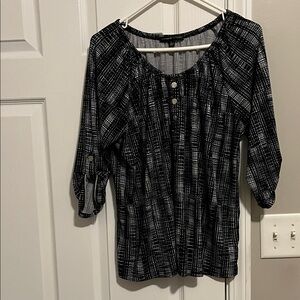 Adrienne Vittadini Black Patterned Blouse